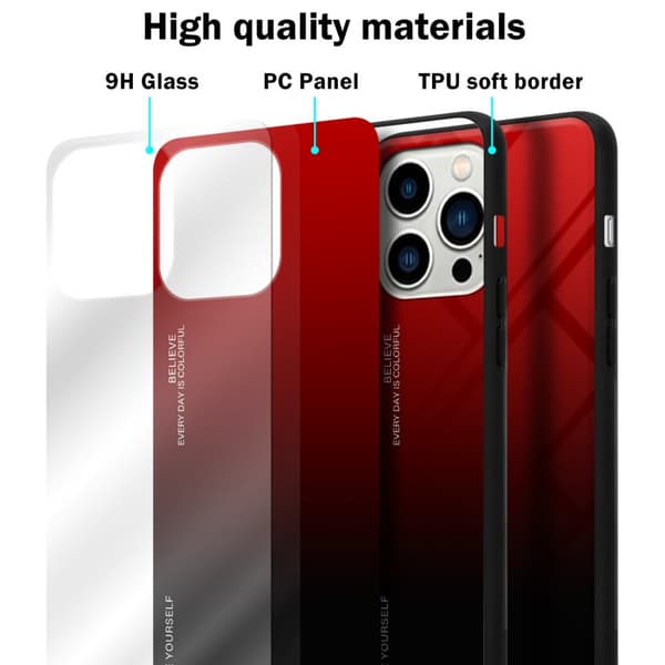 iPhone 14 PRO Skal Fodral i två färger av TPU-silikon och baksida av härdat glas Case Cover Mobilskydd