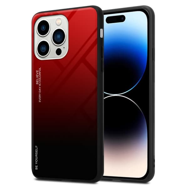 iPhone 14 PRO Skal Fodral i två färger av TPU-silikon och baksida av härdat glas Case Cover Mobilskydd