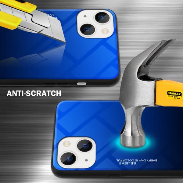 iPhone 14 PLUS Skal Fodral i två färger av TPU-silikon och baksida av härdat glas Case Cover Mobilskydd