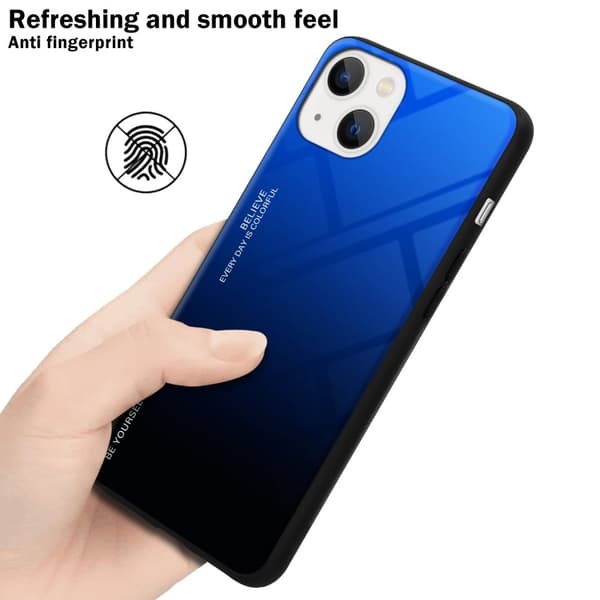 iPhone 14 PLUS Skal Fodral i två färger av TPU-silikon och baksida av härdat glas Case Cover Mobilskydd
