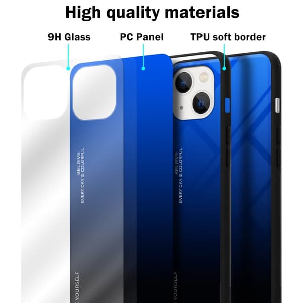 iPhone 14 PLUS Skal Fodral i två färger av TPU-silikon och baksida av härdat glas Case Cover Mobilskydd