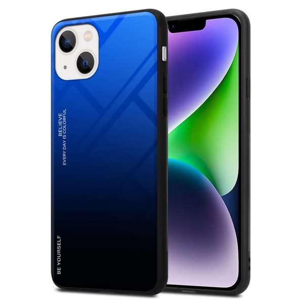 iPhone 14 PLUS Skal Fodral i två färger av TPU-silikon och baksida av härdat glas Case Cover Mobilskydd