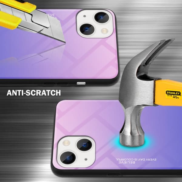 iPhone 14 PLUS Skal Fodral i två färger av TPU-silikon och baksida av härdat glas Case Cover Mobilskydd