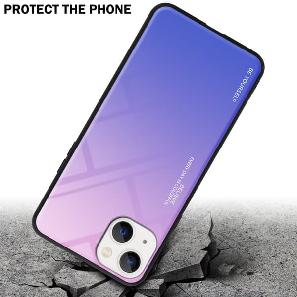 iPhone 14 PLUS Skal Fodral i två färger av TPU-silikon och baksida av härdat glas Case Cover Mobilskydd