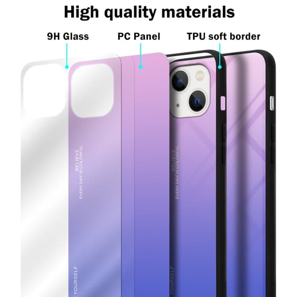 iPhone 14 PLUS Skal Fodral i två färger av TPU-silikon och baksida av härdat glas Case Cover Mobilskydd