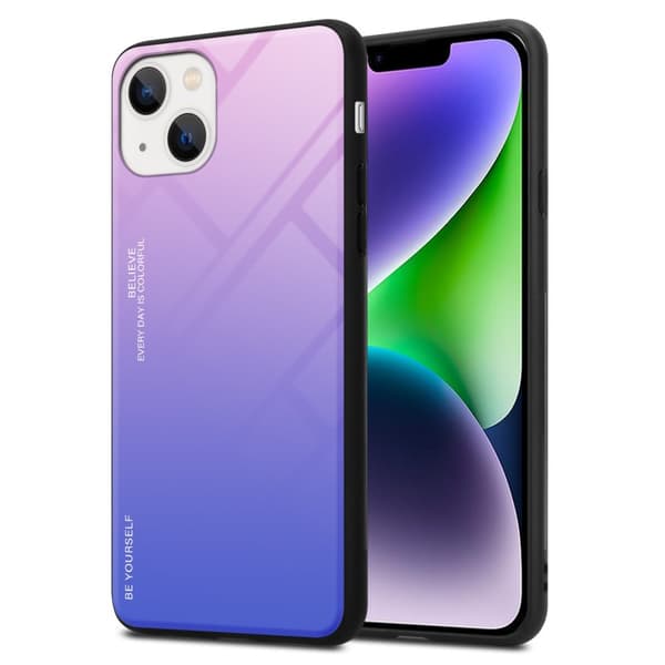 iPhone 14 PLUS Skal Fodral i två färger av TPU-silikon och baksida av härdat glas Case Cover Mobilskydd