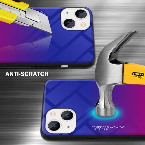 iPhone 14 PLUS Skal Fodral i två färger av TPU-silikon och baksida av härdat glas Case Cover Mobilskydd