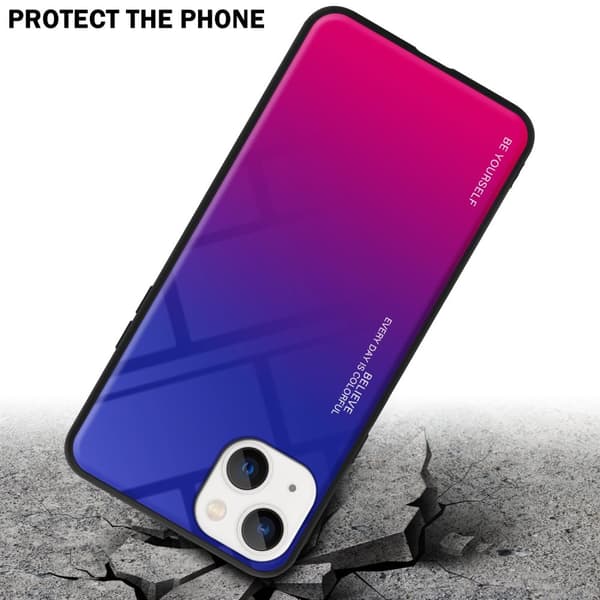 iPhone 14 PLUS Skal Fodral i två färger av TPU-silikon och baksida av härdat glas Case Cover Mobilskydd