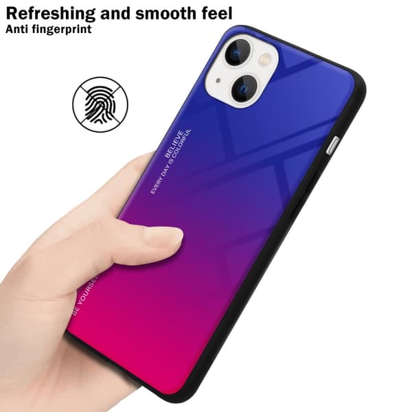 iPhone 14 PLUS Skal Fodral i två färger av TPU-silikon och baksida av härdat glas Case Cover Mobilskydd