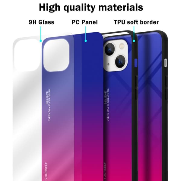iPhone 14 PLUS Skal Fodral i två färger av TPU-silikon och baksida av härdat glas Case Cover Mobilskydd