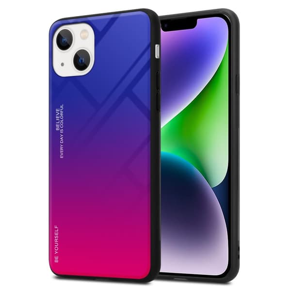 iPhone 14 PLUS Skal Fodral i två färger av TPU-silikon och baksida av härdat glas Case Cover Mobilskydd