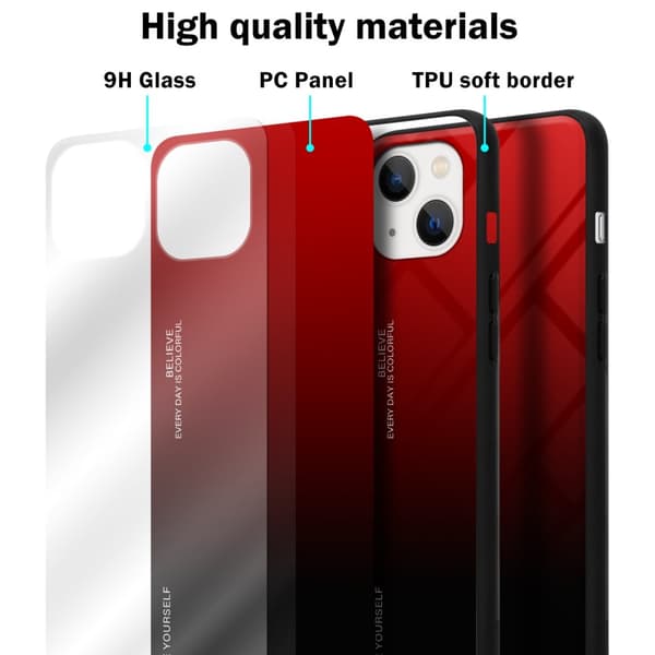 iPhone 14 PLUS Skal Fodral i två färger av TPU-silikon och baksida av härdat glas Case Cover Mobilskydd