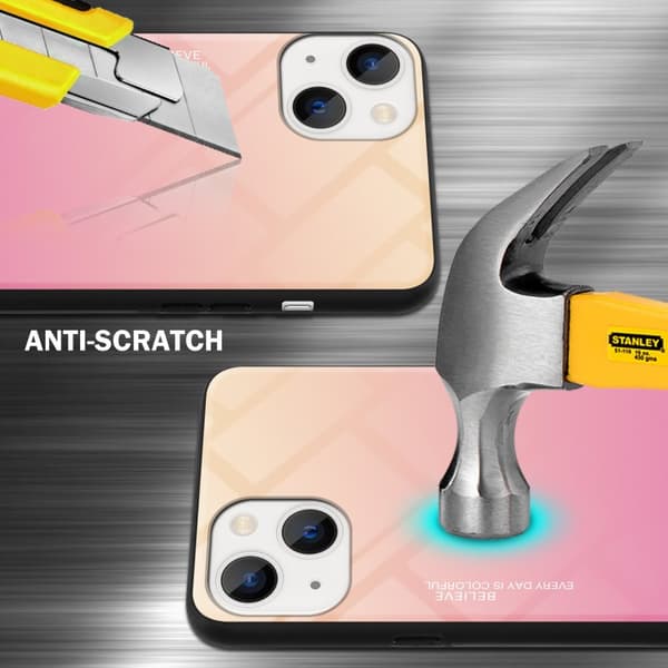 iPhone 14 PLUS Skal Fodral i två färger av TPU-silikon och baksida av härdat glas Case Cover Mobilskydd