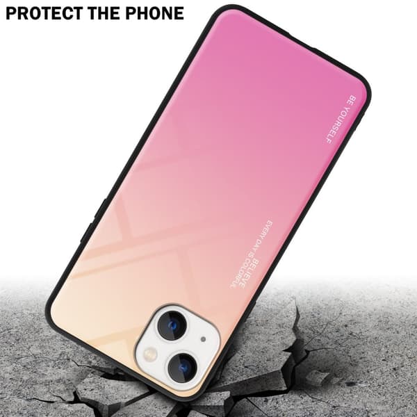 iPhone 14 PLUS Skal Fodral i två färger av TPU-silikon och baksida av härdat glas Case Cover Mobilskydd