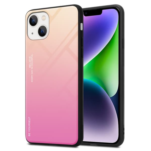 iPhone 14 PLUS Skal Fodral i två färger av TPU-silikon och baksida av härdat glas Case Cover Mobilskydd
