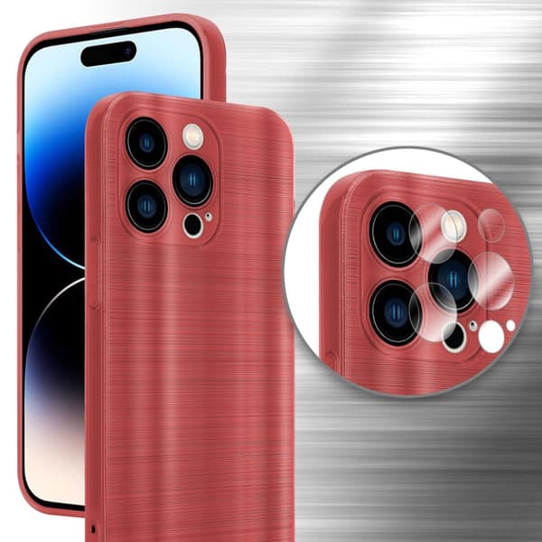 Deksel til iPhone 14 PRO MAX Beskyttelsesdeksel laget av fleksibel TPU-silikon i børstet design