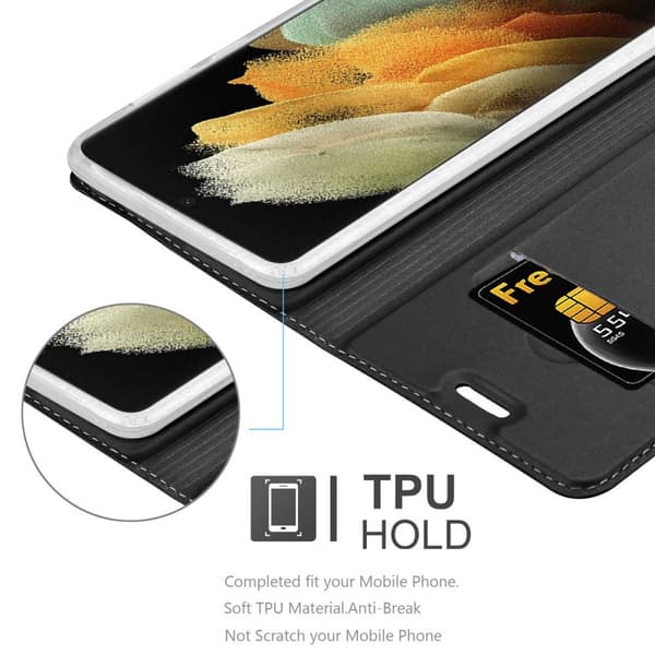 Deksel til Samsung Galaxy S21 ULTRA Lommebokdeksel med magnetisk lukking, stativfunksjon og kortlomme