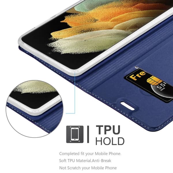 Deksel til Samsung Galaxy S21 ULTRA Lommebokdeksel med magnetisk lukking, stativfunksjon og kortlomme