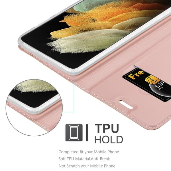 Deksel til Samsung Galaxy S21 ULTRA Lommebokdeksel med magnetisk lukking, stativfunksjon og kortlomme