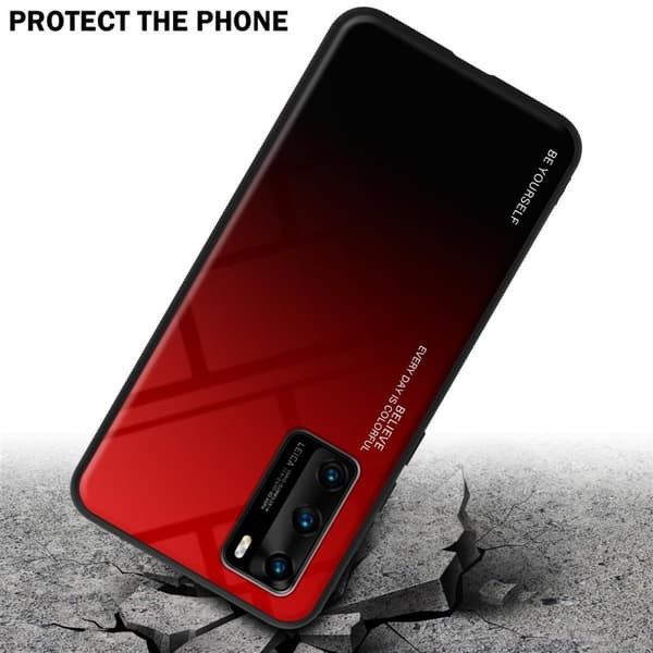 Deksel til Huawei P40 Silikondeksel av TPU-silikon og bakside av herdet glass