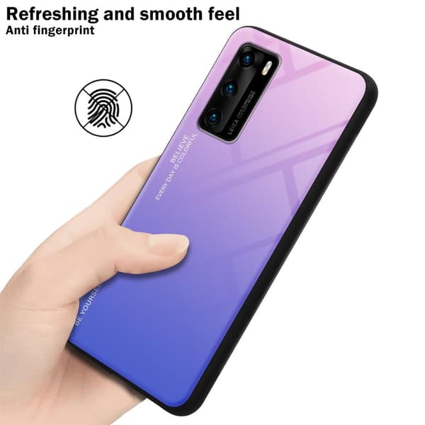 Deksel til Huawei P40 Silikondeksel av TPU-silikon og bakside av herdet glass