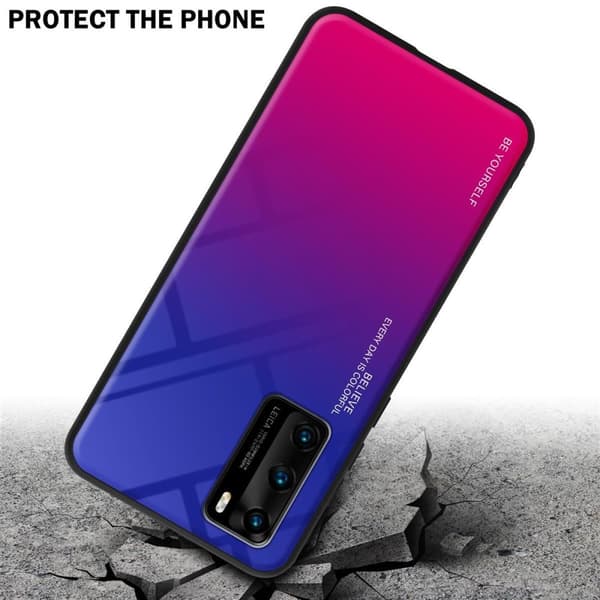 Deksel til Huawei P40 Silikondeksel av TPU-silikon og bakside av herdet glass