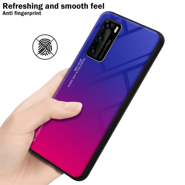 Deksel til Huawei P40 Silikondeksel av TPU-silikon og bakside av herdet glass