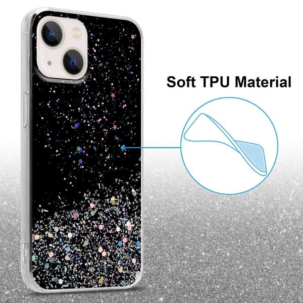 iPhone 14 PLUS Suojakuori Suojakotelo joustavasta TPU-silikonista jossa on kimaltelevaa glitteriä