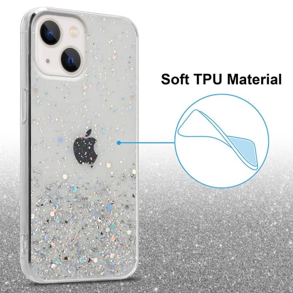iPhone 14 PLUS Suojakuori Suojakotelo joustavasta TPU-silikonista jossa on kimaltelevaa glitteriä