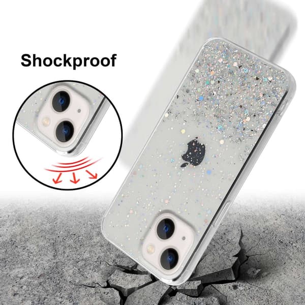 iPhone 14 PLUS Suojakuori Suojakotelo joustavasta TPU-silikonista jossa on kimaltelevaa glitteriä