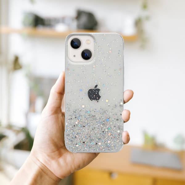 iPhone 14 PLUS Suojakuori Suojakotelo joustavasta TPU-silikonista jossa on kimaltelevaa glitteriä