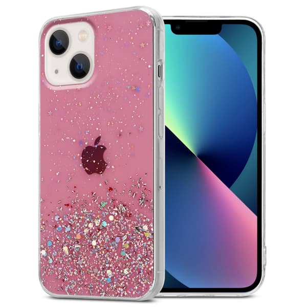 iPhone 14 PLUS Cover Etui Case () Rose med glitter