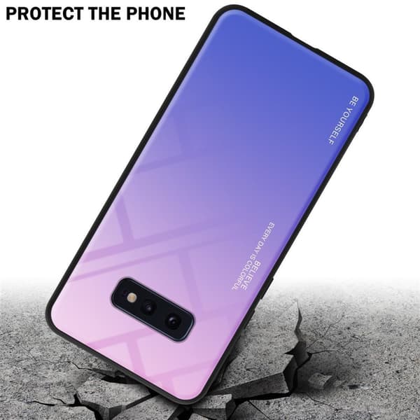 Samsung Galaxy S10e Suojakuori Suojakotelo Kaksivärinen joka on valmistettu TPU-silikonista ja jonka takaosa on valmistettu karkaistusta lasista