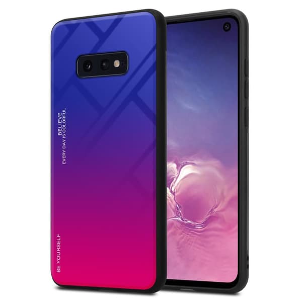 Samsung Galaxy S10e Suojakuori Suojakotelo Kaksivärinen joka on valmistettu TPU-silikonista ja jonka takaosa on valmistettu karkaistusta lasista