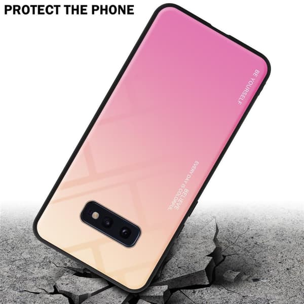 Samsung Galaxy S10e Suojakuori Suojakotelo Kaksivärinen joka on valmistettu TPU-silikonista ja jonka takaosa on valmistettu karkaistusta lasista