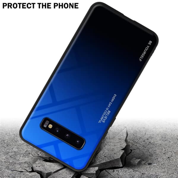 Samsung Galaxy S10 PLUS Suojakuori Suojakotelo Kaksivärinen joka on valmistettu TPU-silikonista ja jonka takaosa on valmistettu karkaistusta lasista