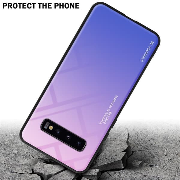 Samsung Galaxy S10 PLUS Suojakuori Suojakotelo Kaksivärinen joka on valmistettu TPU-silikonista ja jonka takaosa on valmistettu karkaistusta lasista
