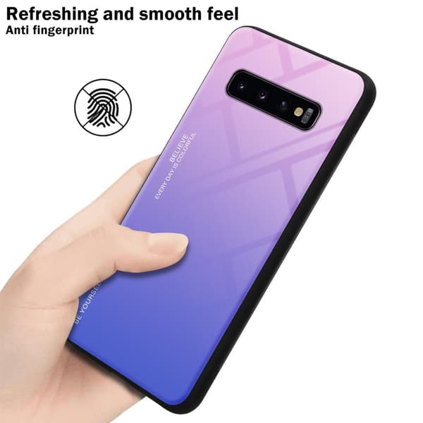 Samsung Galaxy S10 PLUS Suojakuori Suojakotelo Kaksivärinen joka on valmistettu TPU-silikonista ja jonka takaosa on valmistettu karkaistusta lasista