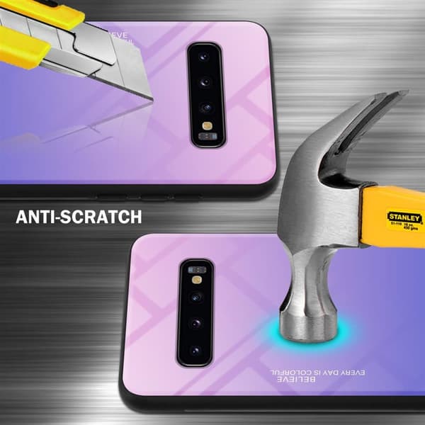 Samsung Galaxy S10 PLUS Suojakuori Suojakotelo Kaksivärinen joka on valmistettu TPU-silikonista ja jonka takaosa on valmistettu karkaistusta lasista