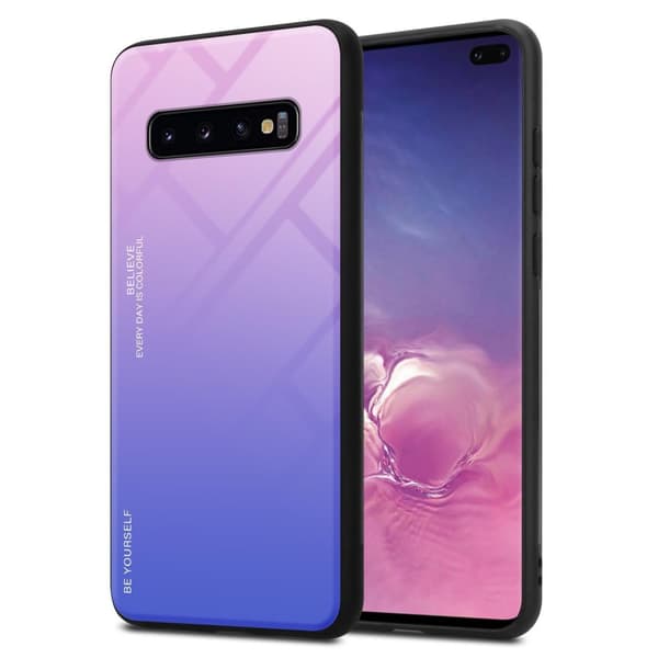 Samsung Galaxy S10 PLUS Suojakuori Suojakotelo Kaksivärinen joka on valmistettu TPU-silikonista ja jonka takaosa on valmistettu karkaistusta lasista