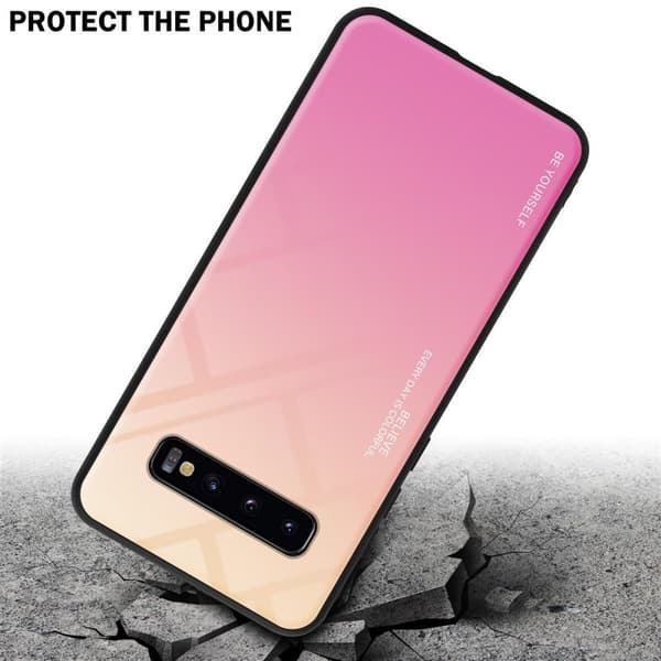 Samsung Galaxy S10 PLUS Suojakuori Suojakotelo Kaksivärinen joka on valmistettu TPU-silikonista ja jonka takaosa on valmistettu karkaistusta lasista