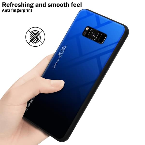 Samsung Galaxy S8 Skal Fodral i två färger av TPU-silikon och baksida av härdat glas Case Cover Mobilskydd