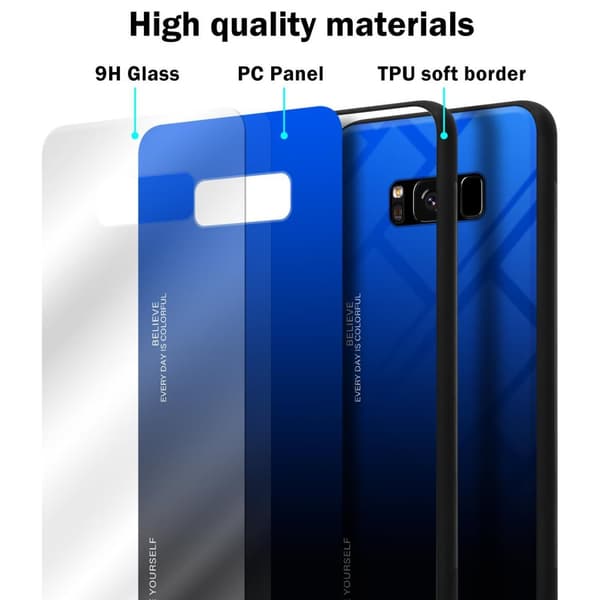 Samsung Galaxy S8 Skal Fodral i två färger av TPU-silikon och baksida av härdat glas Case Cover Mobilskydd