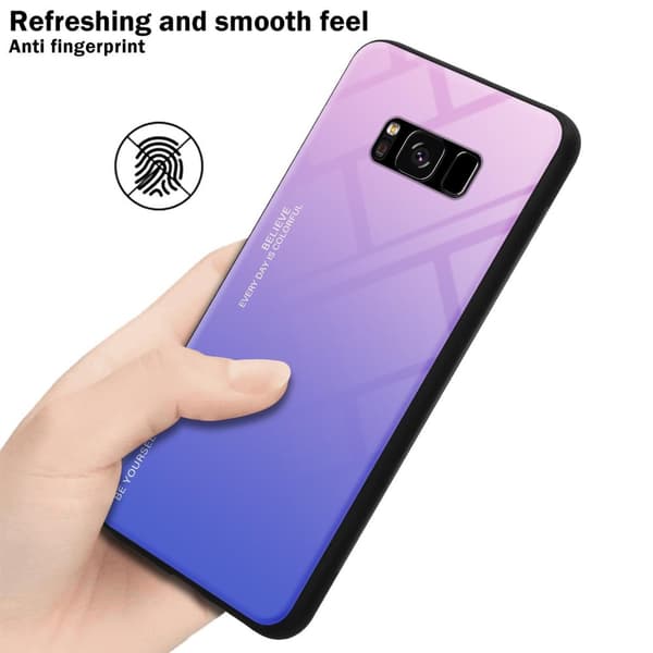 Samsung Galaxy S8 Suojakuori Suojakotelo Kaksivärinen joka on valmistettu TPU-silikonista ja jonka takaosa on valmistettu karkaistusta lasista