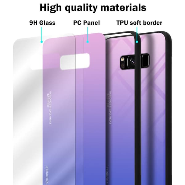 Samsung Galaxy S8 Suojakuori Suojakotelo Kaksivärinen joka on valmistettu TPU-silikonista ja jonka takaosa on valmistettu karkaistusta lasista
