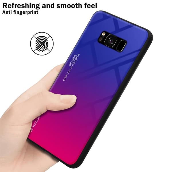 Samsung Galaxy S8 Suojakuori Suojakotelo Kaksivärinen joka on valmistettu TPU-silikonista ja jonka takaosa on valmistettu karkaistusta lasista