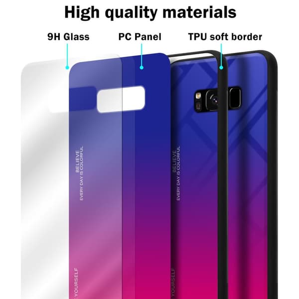 Samsung Galaxy S8 Suojakuori Suojakotelo Kaksivärinen joka on valmistettu TPU-silikonista ja jonka takaosa on valmistettu karkaistusta lasista