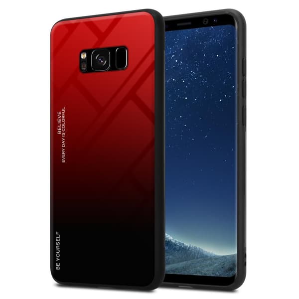 Samsung Galaxy S8 Skal Fodral i två färger av TPU-silikon och baksida av härdat glas Case Cover Mobilskydd
