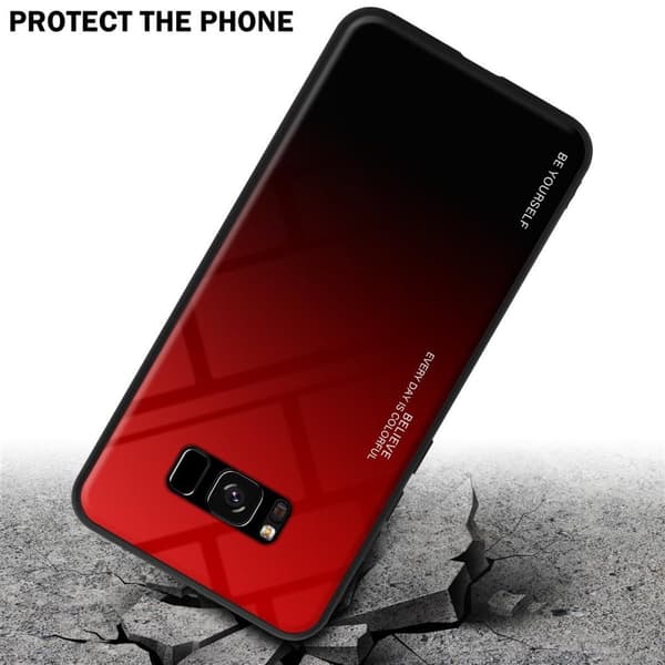 Samsung Galaxy S8 Suojakuori Suojakotelo Kaksivärinen joka on valmistettu TPU-silikonista ja jonka takaosa on valmistettu karkaistusta lasista