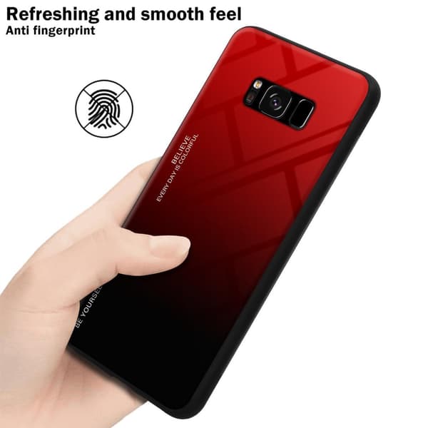 Samsung Galaxy S8 Suojakuori Suojakotelo Kaksivärinen joka on valmistettu TPU-silikonista ja jonka takaosa on valmistettu karkaistusta lasista